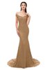 ColsBM Reese Indian Tan Bridesmaid Dresses Zip up Mermaid Sexy Off The Shoulder Lace Chapel Train