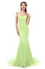 ColsBM Reese Lime Green Bridesmaid Dresses Zip up Mermaid Sexy Off The Shoulder Lace Chapel Train