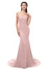 ColsBM Reese Nectar Pink Bridesmaid Dresses Zip up Mermaid Sexy Off The Shoulder Lace Chapel Train