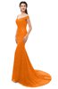 ColsBM Reese Orange Bridesmaid Dresses Zip up Mermaid Sexy Off The Shoulder Lace Chapel Train
