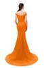ColsBM Reese Orange Bridesmaid Dresses Zip up Mermaid Sexy Off The Shoulder Lace Chapel Train