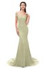 ColsBM Reese Pale Olive Bridesmaid Dresses Zip up Mermaid Sexy Off The Shoulder Lace Chapel Train