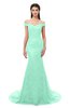 ColsBM Reese Pastel Green Bridesmaid Dresses Zip up Mermaid Sexy Off The Shoulder Lace Chapel Train