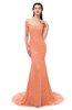 ColsBM Reese Peach Bridesmaid Dresses Zip up Mermaid Sexy Off The Shoulder Lace Chapel Train