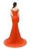 ColsBM Reese Persimmon Bridesmaid Dresses Zip up Mermaid Sexy Off The Shoulder Lace Chapel Train