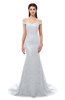 ColsBM Reese Platinum Bridesmaid Dresses Zip up Mermaid Sexy Off The Shoulder Lace Chapel Train