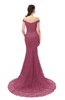 ColsBM Reese Rose Wine Bridesmaid Dresses Zip up Mermaid Sexy Off The Shoulder Lace Chapel Train