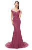 ColsBM Reese Rose Wine Bridesmaid Dresses Zip up Mermaid Sexy Off The Shoulder Lace Chapel Train
