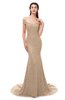 ColsBM Reese Rugby Tan Bridesmaid Dresses Zip up Mermaid Sexy Off The Shoulder Lace Chapel Train