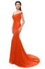 ColsBM Reese Spicy Orange Bridesmaid Dresses Zip up Mermaid Sexy Off The Shoulder Lace Chapel Train