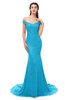 ColsBM Reese Turquoise Bridesmaid Dresses Zip up Mermaid Sexy Off The Shoulder Lace Chapel Train