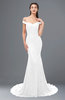 ColsBM Reese White Bridesmaid Dresses Zip up Mermaid Sexy Off The Shoulder Lace Chapel Train