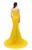 ColsBM Reese Yellow Bridesmaid Dresses Zip up Mermaid Sexy Off The Shoulder Lace Chapel Train