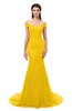 ColsBM Reese Yellow Bridesmaid Dresses Zip up Mermaid Sexy Off The Shoulder Lace Chapel Train
