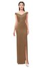 ColsBM Maryam Bronze Brown Bridesmaid Dresses Mature Sheath Off The Shoulder Floor Length Half Backless Split-Front