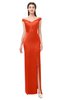ColsBM Maryam Cherry Tomato Bridesmaid Dresses Mature Sheath Off The Shoulder Floor Length Half Backless Split-Front