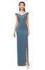 ColsBM Maryam Copen Blue Bridesmaid Dresses Mature Sheath Off The Shoulder Floor Length Half Backless Split-Front