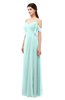 ColsBM Blair Blue Glass Bridesmaid Dresses Spaghetti Zipper Simple A-line Ruching Short Sleeve