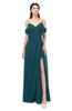 ColsBM Blair Blue Green Bridesmaid Dresses Spaghetti Zipper Simple A-line Ruching Short Sleeve