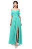 ColsBM Blair Blue Turquoise Bridesmaid Dresses Spaghetti Zipper Simple A-line Ruching Short Sleeve