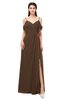 ColsBM Blair Chocolate Brown Bridesmaid Dresses Spaghetti Zipper Simple A-line Ruching Short Sleeve