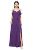 ColsBM Blair Dark Purple Bridesmaid Dresses Spaghetti Zipper Simple A-line Ruching Short Sleeve