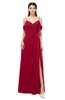 ColsBM Blair Dark Red Bridesmaid Dresses Spaghetti Zipper Simple A-line Ruching Short Sleeve
