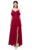 ColsBM Blair Dark Red Bridesmaid Dresses Spaghetti Zipper Simple A-line Ruching Short Sleeve
