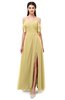 ColsBM Blair Gold Bridesmaid Dresses Spaghetti Zipper Simple A-line Ruching Short Sleeve