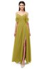 ColsBM Blair Golden Olive Bridesmaid Dresses Spaghetti Zipper Simple A-line Ruching Short Sleeve