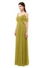 ColsBM Blair Golden Olive Bridesmaid Dresses Spaghetti Zipper Simple A-line Ruching Short Sleeve