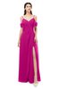 ColsBM Blair Hot Pink Bridesmaid Dresses Spaghetti Zipper Simple A-line Ruching Short Sleeve