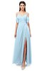 ColsBM Blair Ice Blue Bridesmaid Dresses Spaghetti Zipper Simple A-line Ruching Short Sleeve