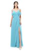 ColsBM Blair Light Blue Bridesmaid Dresses Spaghetti Zipper Simple A-line Ruching Short Sleeve