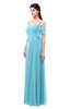 ColsBM Blair Light Blue Bridesmaid Dresses Spaghetti Zipper Simple A-line Ruching Short Sleeve