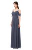 ColsBM Blair Nightshadow Blue Bridesmaid Dresses Spaghetti Zipper Simple A-line Ruching Short Sleeve