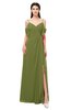 ColsBM Blair Olive Green Bridesmaid Dresses Spaghetti Zipper Simple A-line Ruching Short Sleeve