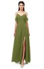 ColsBM Blair Olive Green Bridesmaid Dresses Spaghetti Zipper Simple A-line Ruching Short Sleeve