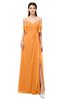 ColsBM Blair Orange Bridesmaid Dresses Spaghetti Zipper Simple A-line Ruching Short Sleeve