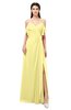ColsBM Blair Pastel Yellow Bridesmaid Dresses Spaghetti Zipper Simple A-line Ruching Short Sleeve