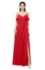 ColsBM Blair Red Bridesmaid Dresses Spaghetti Zipper Simple A-line Ruching Short Sleeve