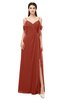 ColsBM Blair Rust Bridesmaid Dresses Spaghetti Zipper Simple A-line Ruching Short Sleeve