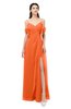 ColsBM Blair Tangerine Bridesmaid Dresses Spaghetti Zipper Simple A-line Ruching Short Sleeve