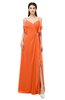 ColsBM Blair Tangerine Bridesmaid Dresses Spaghetti Zipper Simple A-line Ruching Short Sleeve