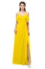 ColsBM Blair Yellow Bridesmaid Dresses Spaghetti Zipper Simple A-line Ruching Short Sleeve