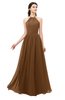 ColsBM Irene Brown Bridesmaid Dresses Sleeveless Halter Criss-cross Straps Sexy A-line Sash