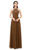 ColsBM Irene Brown Bridesmaid Dresses Sleeveless Halter Criss-cross Straps Sexy A-line Sash