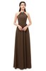ColsBM Irene Chocolate Brown Bridesmaid Dresses Sleeveless Halter Criss-cross Straps Sexy A-line Sash
