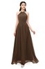 ColsBM Irene Chocolate Brown Bridesmaid Dresses Sleeveless Halter Criss-cross Straps Sexy A-line Sash
