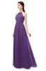 ColsBM Irene Dark Purple Bridesmaid Dresses Sleeveless Halter Criss-cross Straps Sexy A-line Sash